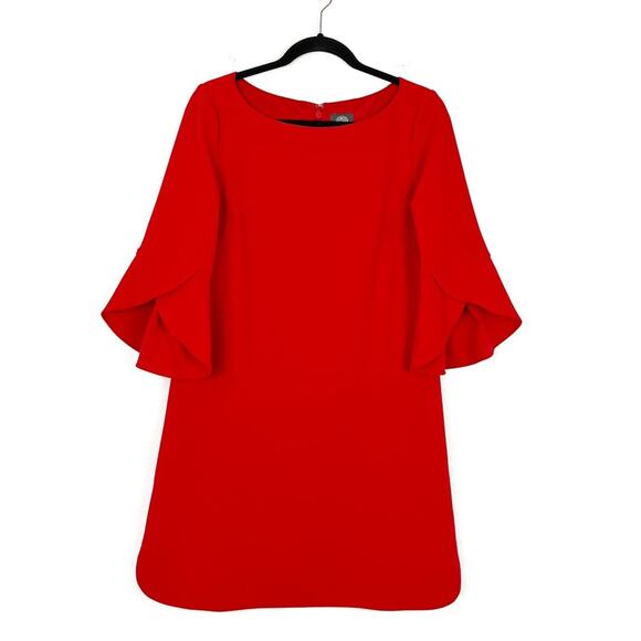 Vince Camuto Dress Boat Neck Bell Sleeve 10 Red - Picture 1 of 8